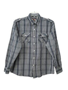 Vintage Phat Farm Casual Mens Long Sleeve Shirt Sz XL Navy Pockets 100% Cotton